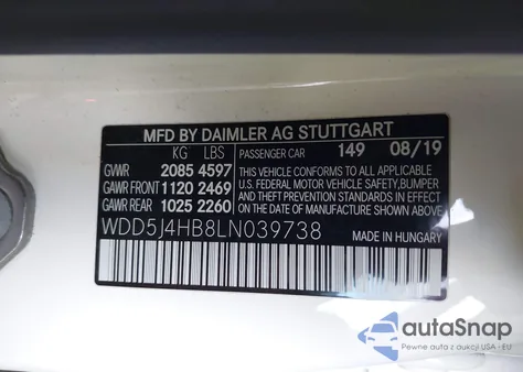 2020 Mercedes-Benz Cla 250 4Matic z USA, uszkodzony, nr VIN WDD5J4HB8LN039738